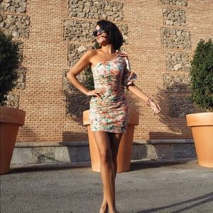 Zara Asymmetrical Floral Print Dress